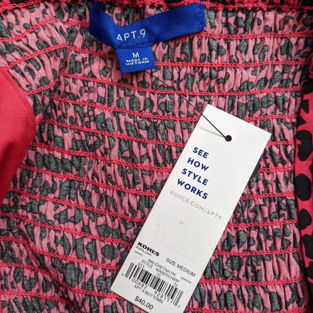 NEW APT. 9 WOMEN'S PINK & BLACK PRINT SPAGHETTI STRAP SUNDRESS SIZE M